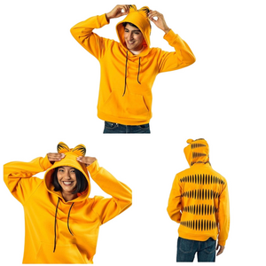 🪗Nickelodeon  GARFIELD Orange Graphic Hoodie with Ear Details size M NWT..